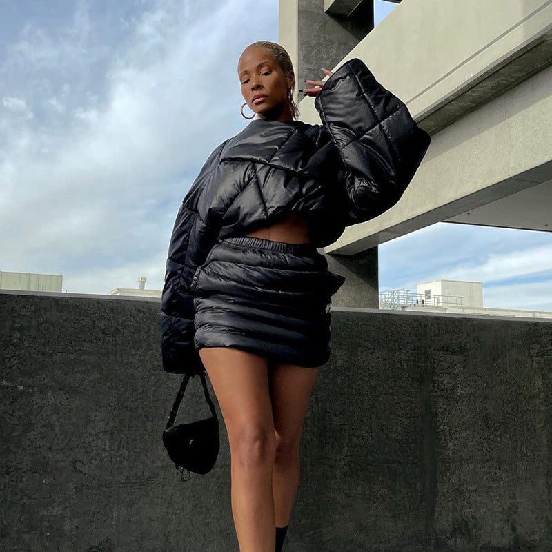 Winter New Solid Color Cotton Fashion Street Shooting Thickened Short Side Zipper Casual Jacket Women