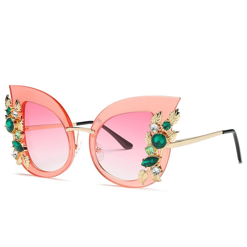 Diamond-encrusted personalized frame fashion sunglasses