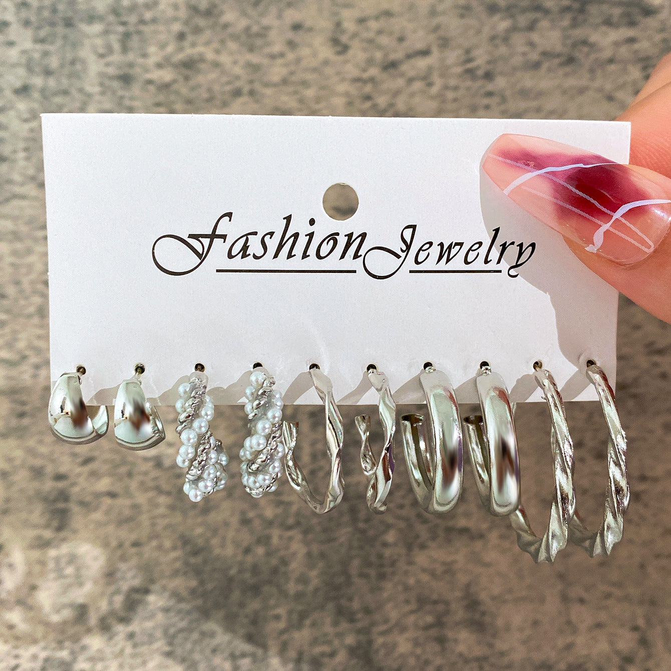 Metal Earrings Square Geometric Earrings Retro Pearl Earrings Hepburn Earrings Set 6 Pieces