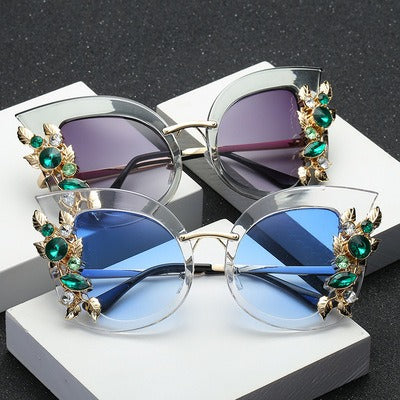 Diamond-encrusted personalized frame fashion sunglasses