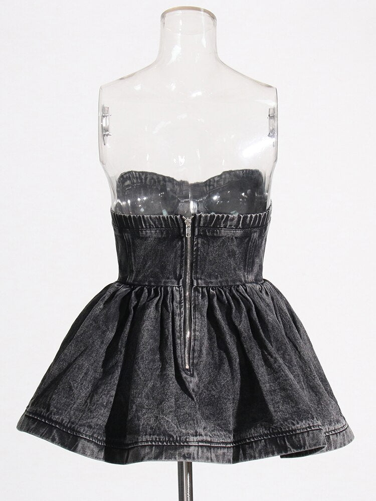 Sexy Denim Vests For Women Starpless Sleeveless Patchwork Ruffles Summer Temperament Tank Tops Female Fashion