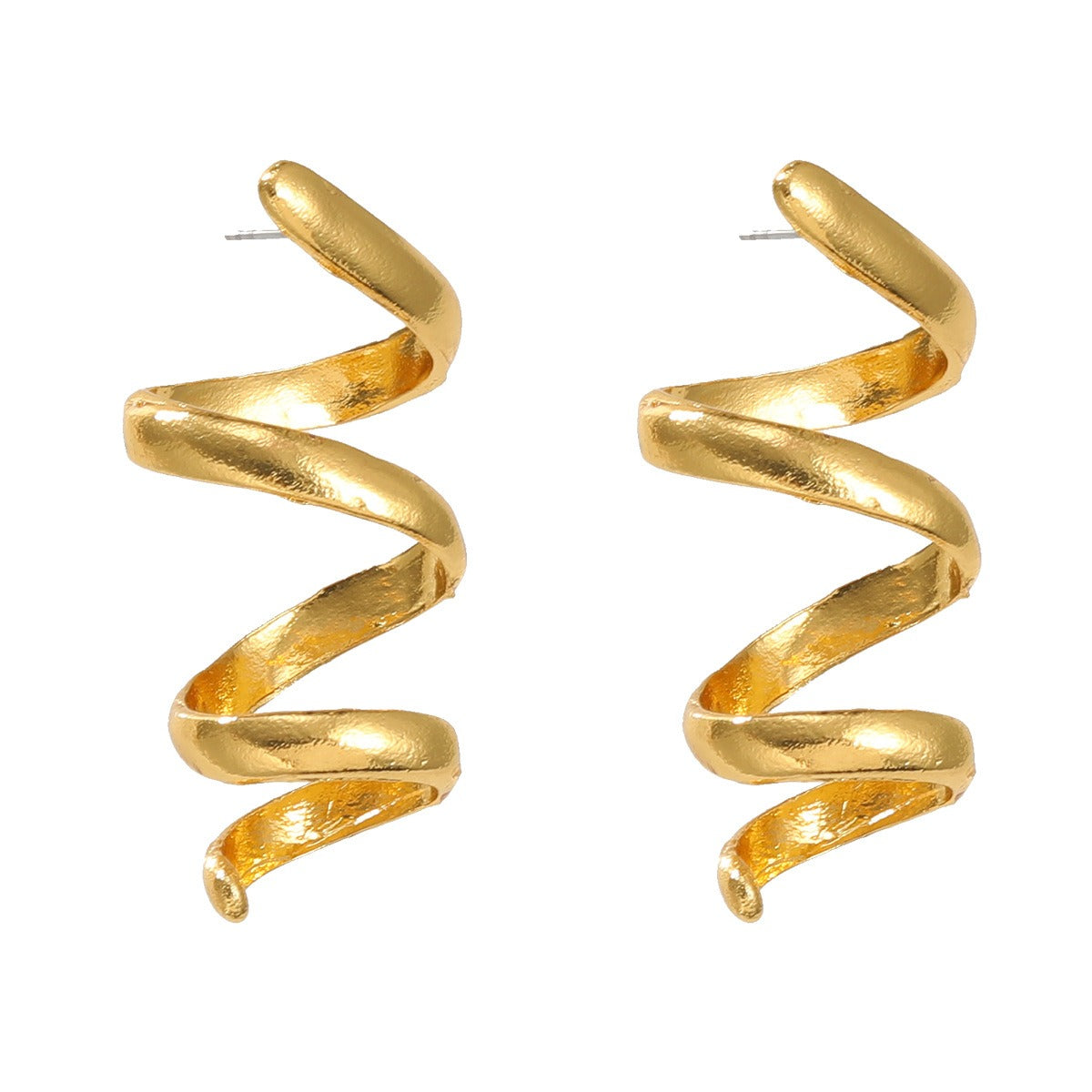 Alloy earrings for women's fashionable design with threaded metal earrings