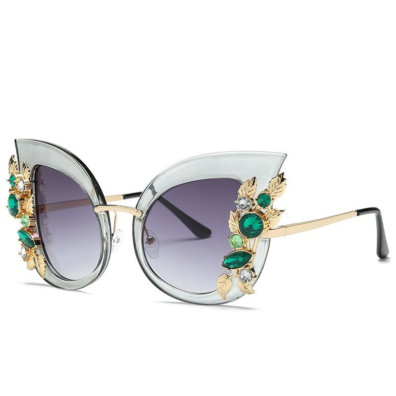 Diamond-encrusted personalized frame fashion sunglasses