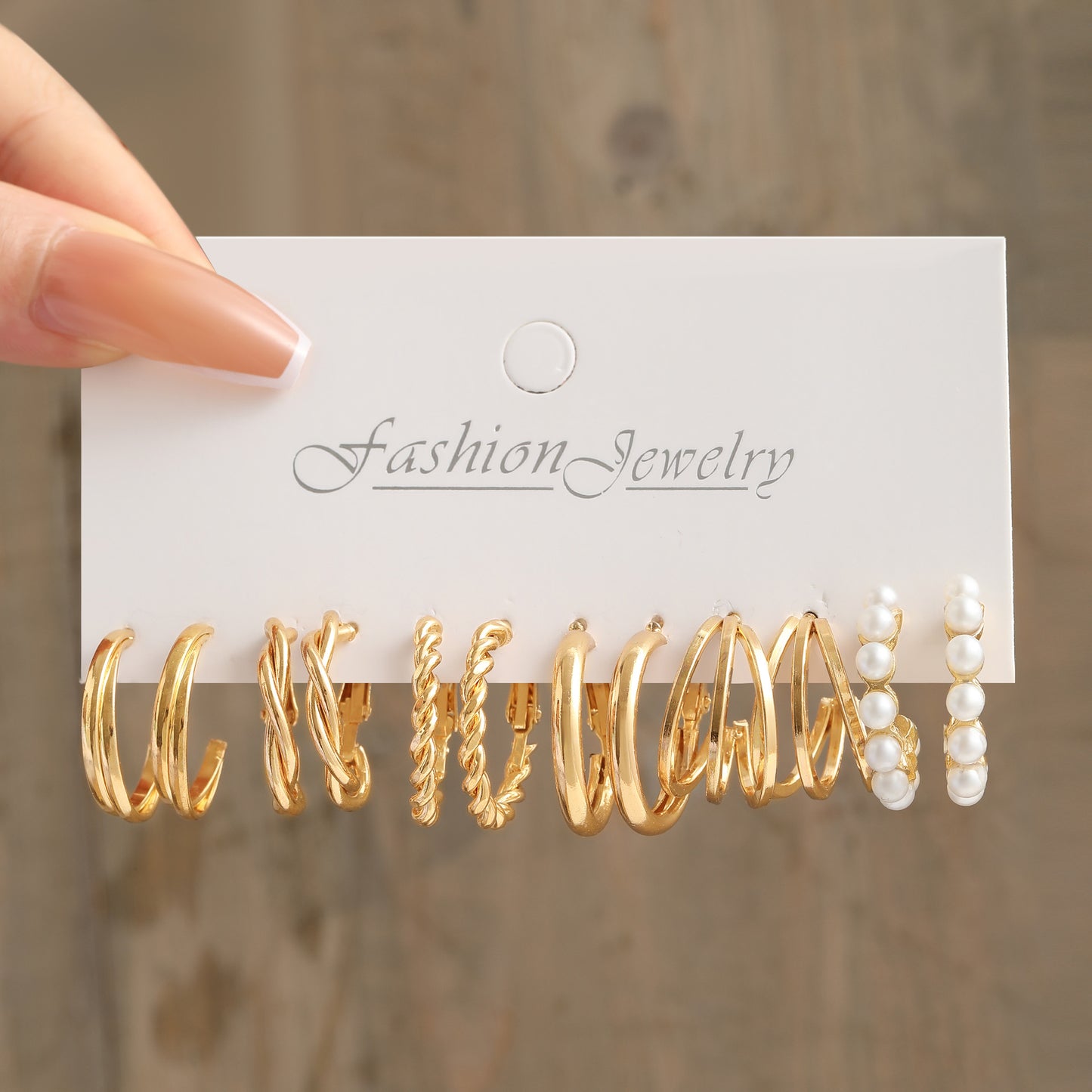 Metal Earrings Square Geometric Earrings Retro Pearl Earrings Hepburn Earrings Set 6 Pieces