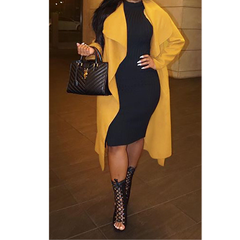Fashion Autumn And Winter Warm All Match Loose Casual Lapel Long Sleeved Long Trench Coat Women's Clothing