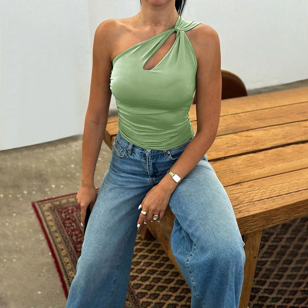 Women's European and American sexy single-sided tank top for spring and summer new short and slim fit top