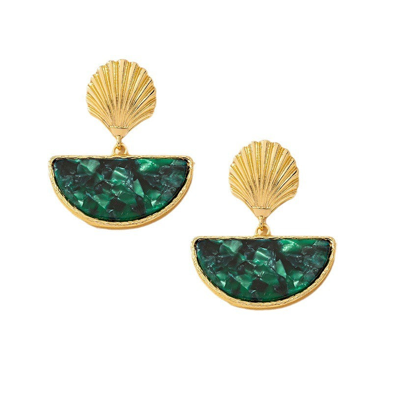 French retro fashion commuter half-circle earrings