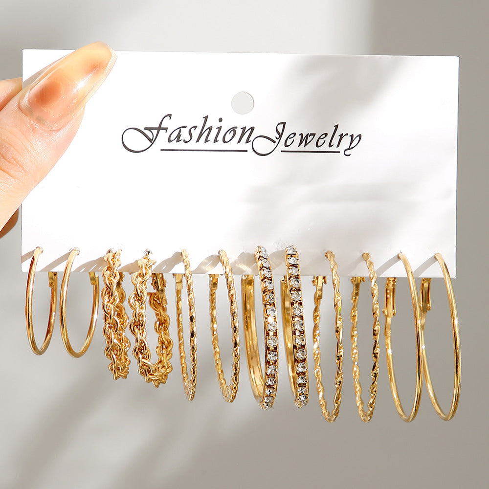 Metal Earrings Square Geometric Earrings Retro Pearl Earrings Hepburn Earrings Set 6 Pieces