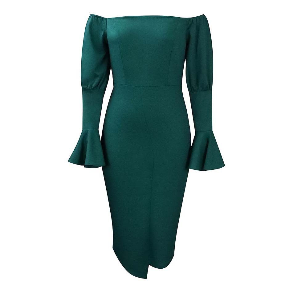 Plus Size Women's Spring And Summer Flared Sleeve Hip Tight Fashion Dress