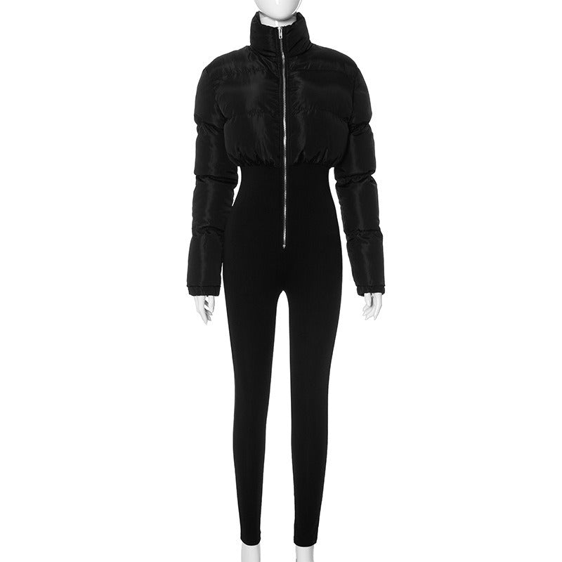 Suit jumpsuit elastic tight fitting jumpsuit slim fit short jacket