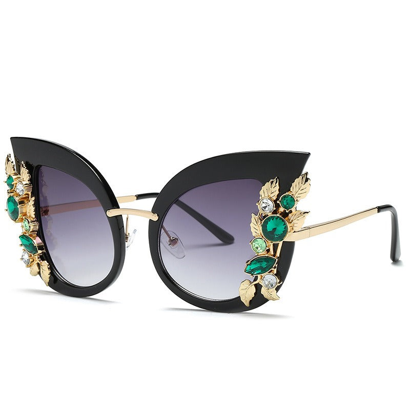 Diamond-encrusted personalized frame fashion sunglasses