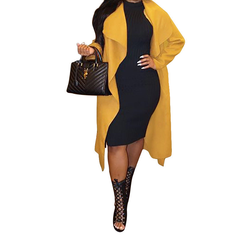 Fashion Autumn And Winter Warm All Match Loose Casual Lapel Long Sleeved Long Trench Coat Women's Clothing