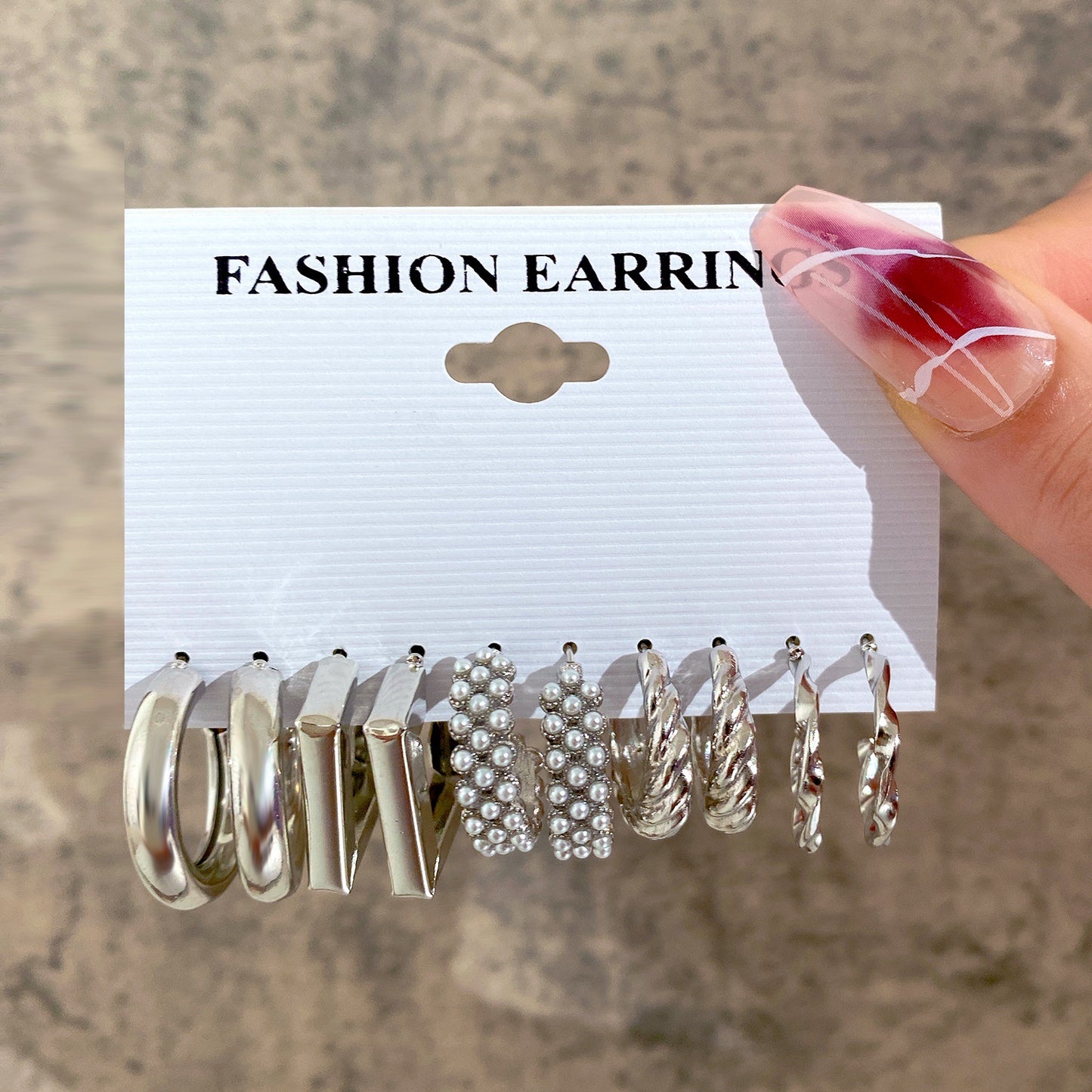 Metal Earrings Square Geometric Earrings Retro Pearl Earrings Hepburn Earrings Set 6 Pieces