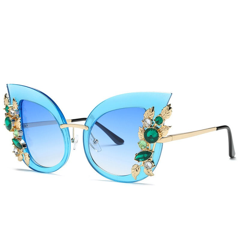 Diamond-encrusted personalized frame fashion sunglasses