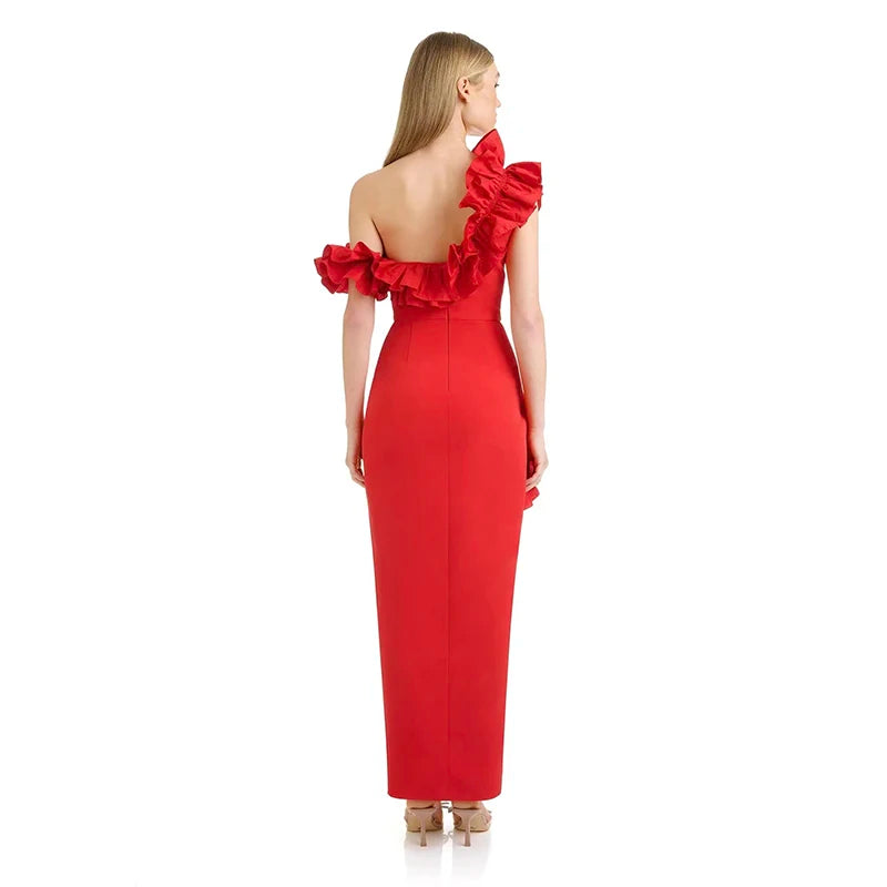 Women's Black Red Fold Medium Length Sexy Celebrity Cocktail Party Bandage Dress