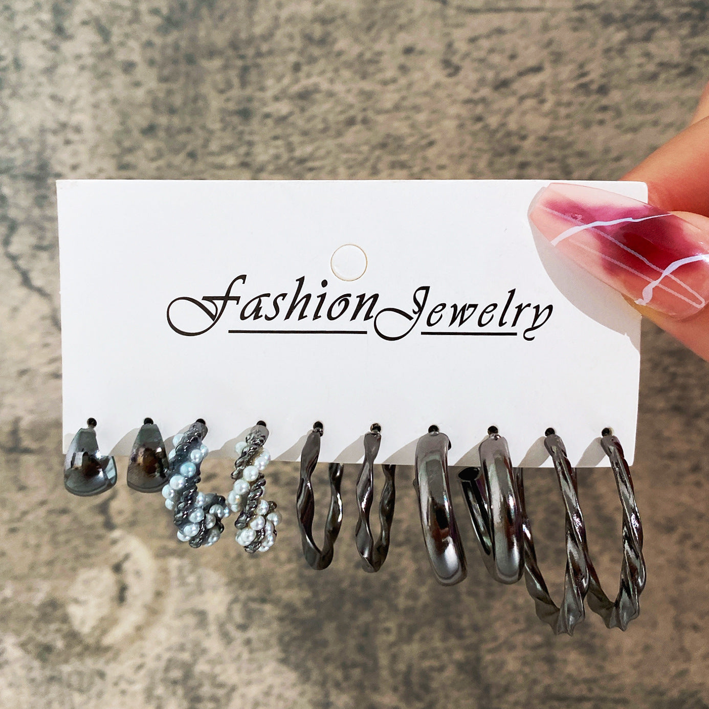 Metal Earrings Square Geometric Earrings Retro Pearl Earrings Hepburn Earrings Set 6 Pieces