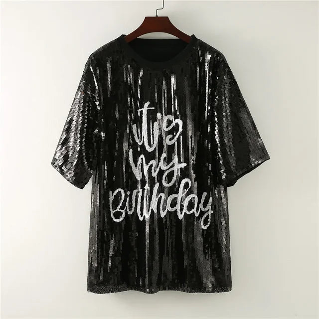 New Baseball Football Game Female Tops Sequin Women