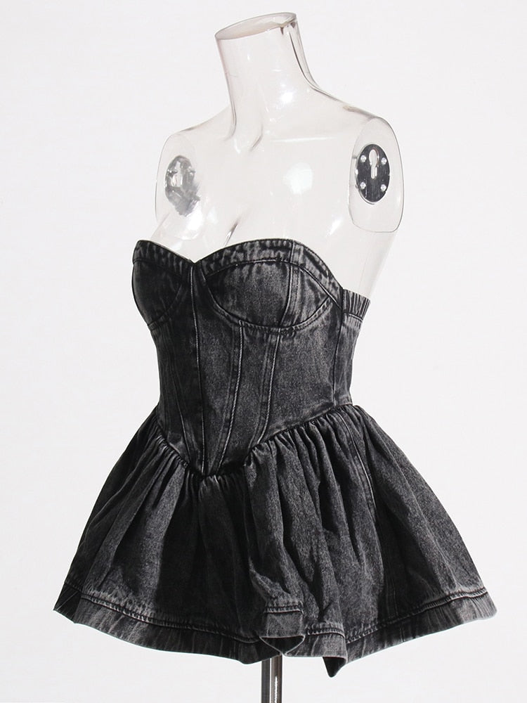 Sexy Denim Vests For Women Starpless Sleeveless Patchwork Ruffles Summer Temperament Tank Tops Female Fashion