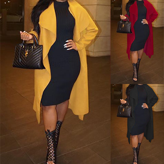 Fashion Autumn And Winter Warm All Match Loose Casual Lapel Long Sleeved Long Trench Coat Women's Clothing