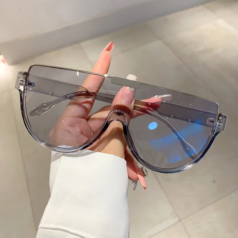 Vintage Semi-round Sunglasses Women Fashion Monoblock Outdoor Goggle Shades