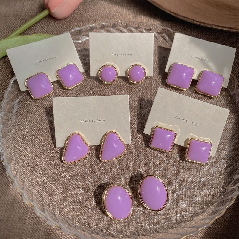 Vintage Purple Geometric Women's Earrings Set Fashion Earrings for Women
