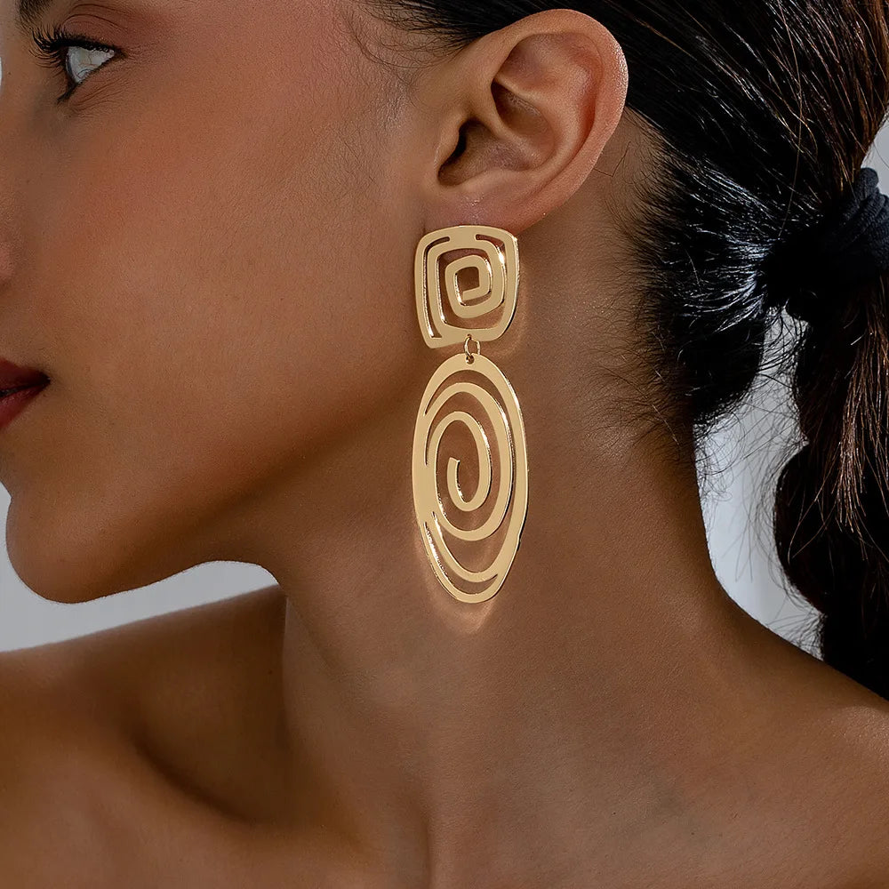 stud earrings for women Linear ring exaggerated style geometric ear accessories holiday party gift fashion jewelry