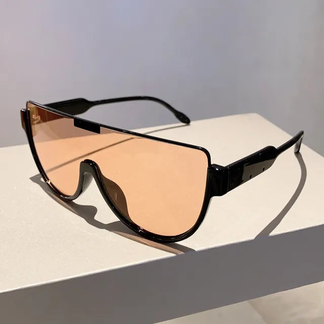 Vintage Semi-round Sunglasses Women Fashion Monoblock Outdoor Goggle Shades