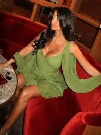 Elegant Green Ruffles Mini Dress For Women Fashion Long Flare Sleeves Round Neck Casual Short Vestidos  Summer Holiday Robes