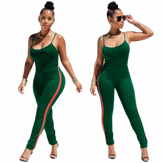 Fashion two piece set tracksuit women clothes Plus size Sexy halter top and pants