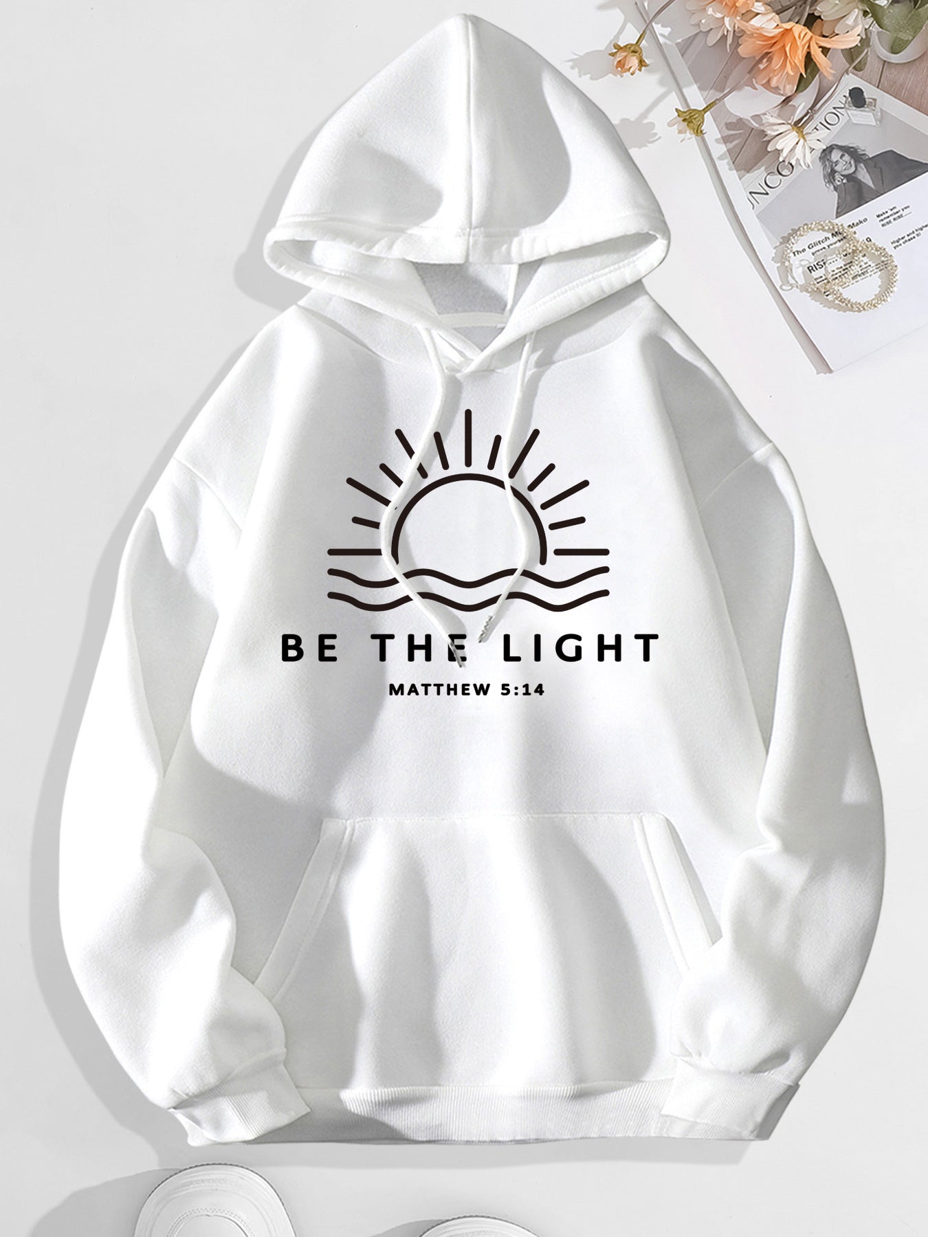 Hooded long sleeved hoodie loose top