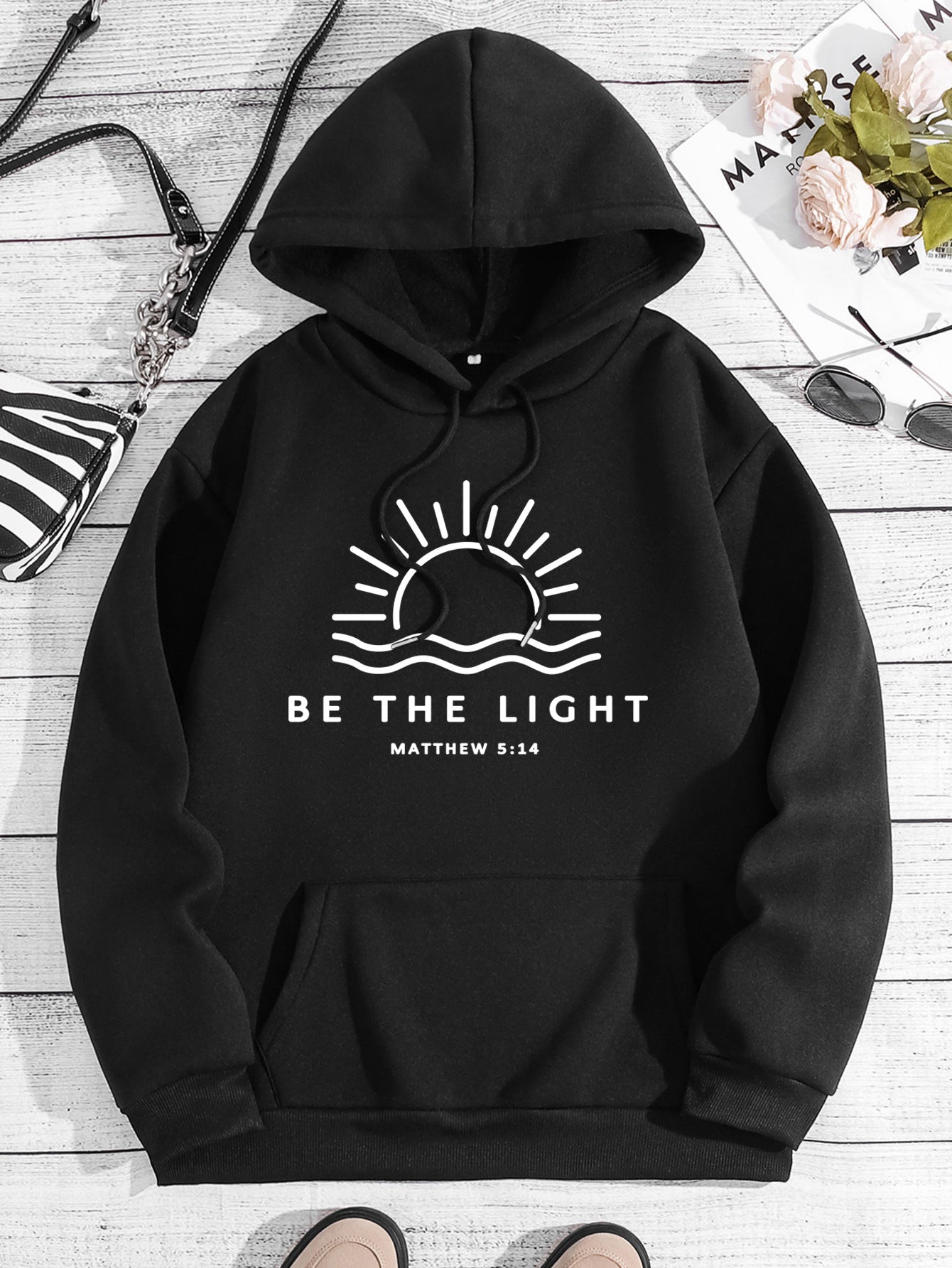 Hooded long sleeved hoodie loose top