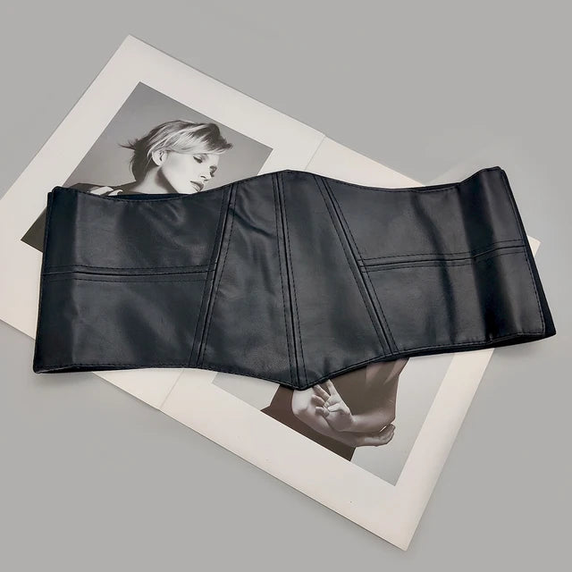 Plus Size Soft Leather Wide Y2K Black Elastic Corset Belt Female Stretch Cummerbunds Designer Belts For Women High Quality