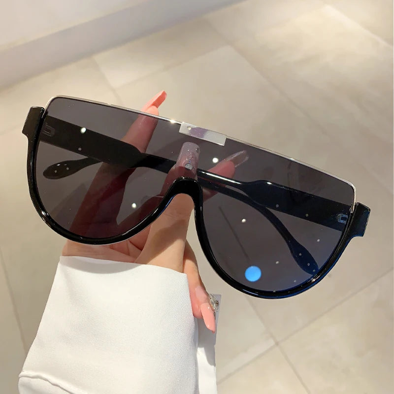 Vintage Semi-round Sunglasses Women Fashion Monoblock Outdoor Goggle Shades