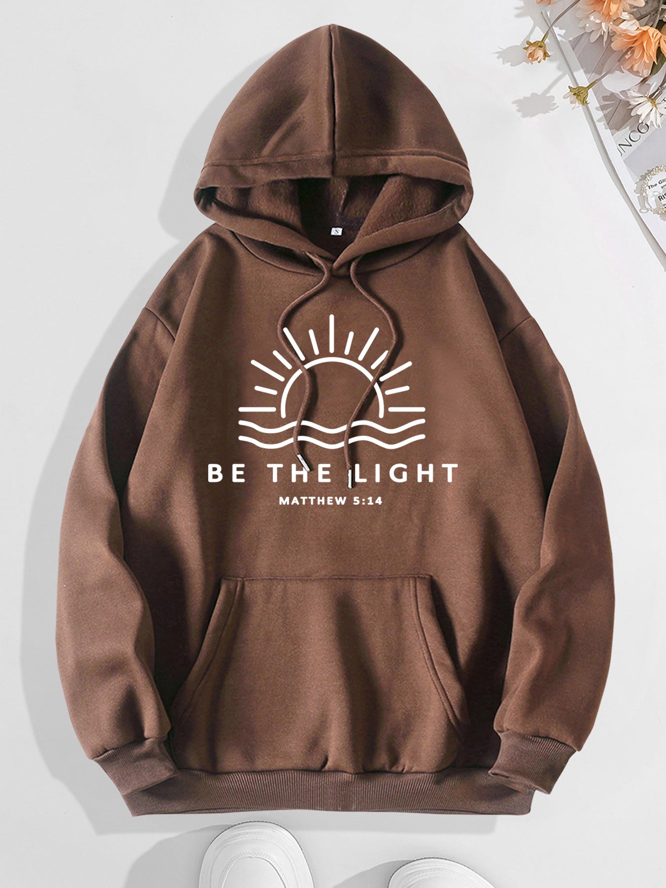 Hooded long sleeved hoodie loose top