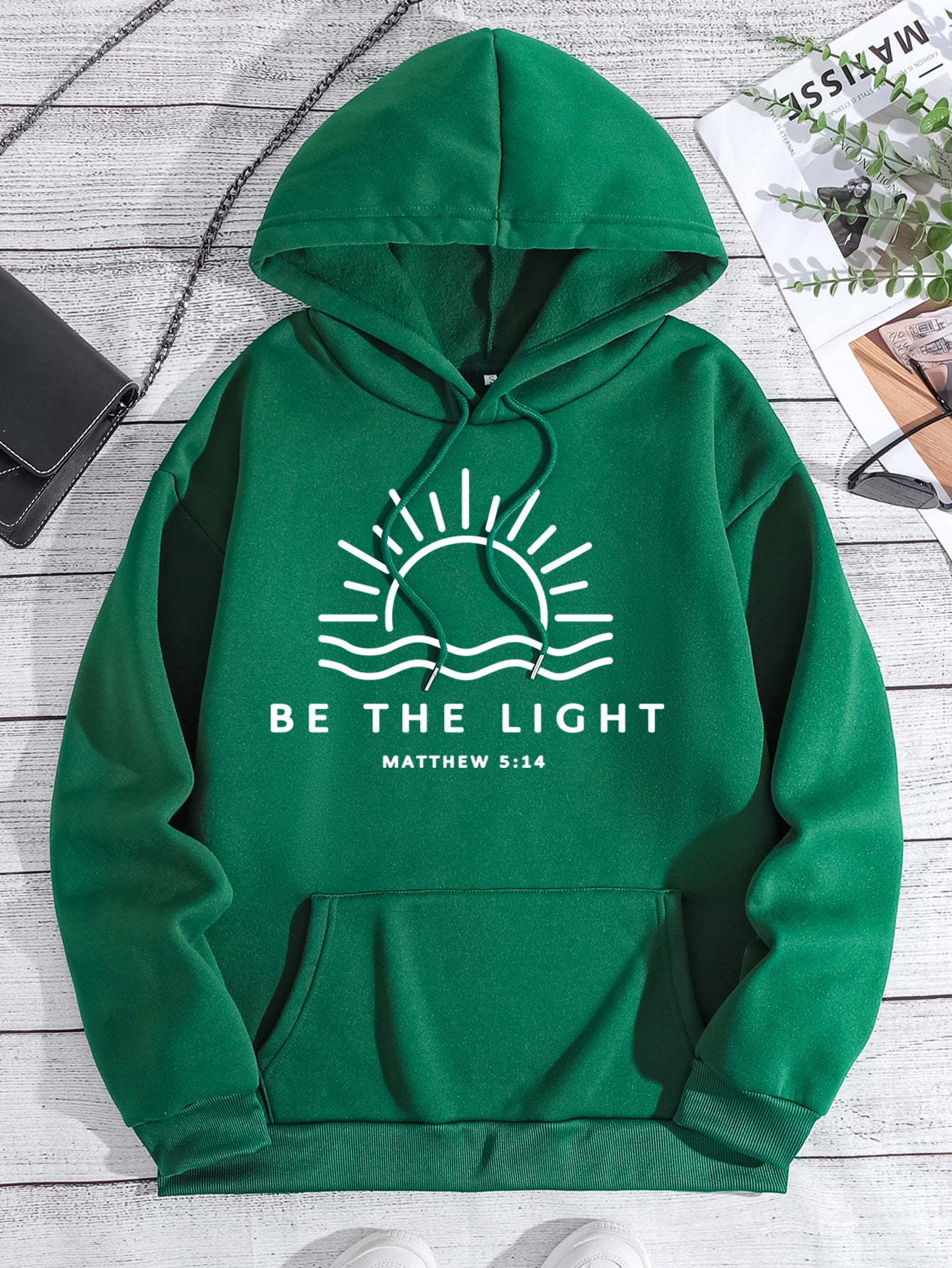 Hooded long sleeved hoodie loose top