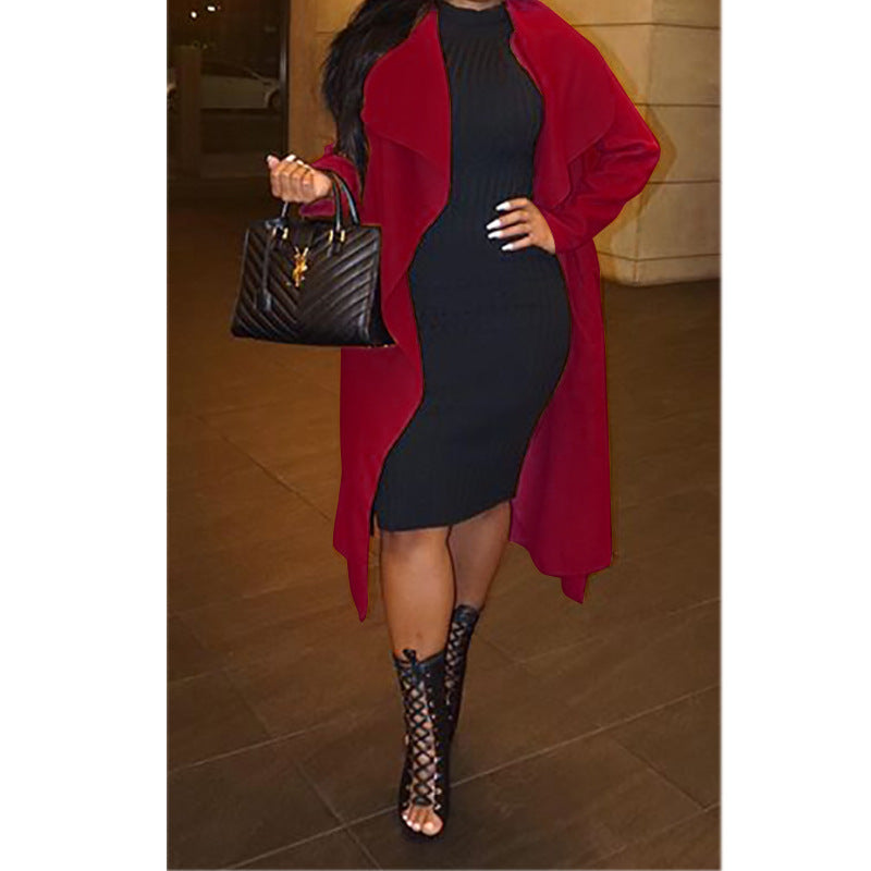Fashion Autumn And Winter Warm All Match Loose Casual Lapel Long Sleeved Long Trench Coat Women's Clothing