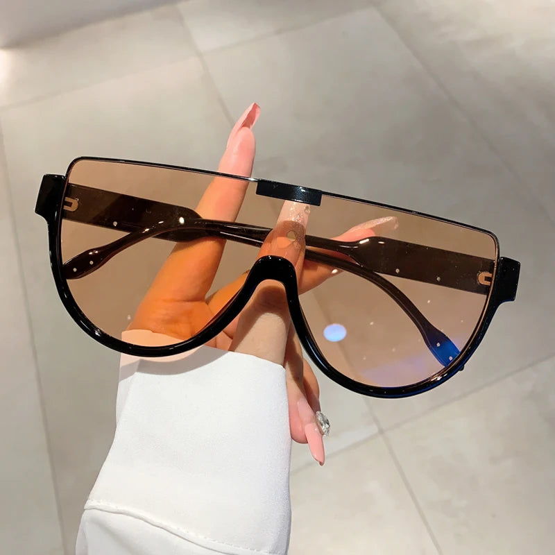 Vintage Semi-round Sunglasses Women Fashion Monoblock Outdoor Goggle Shades