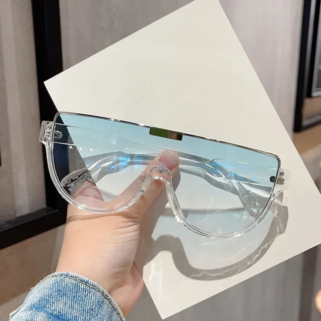 Vintage Semi-round Sunglasses Women Fashion Monoblock Outdoor Goggle Shades