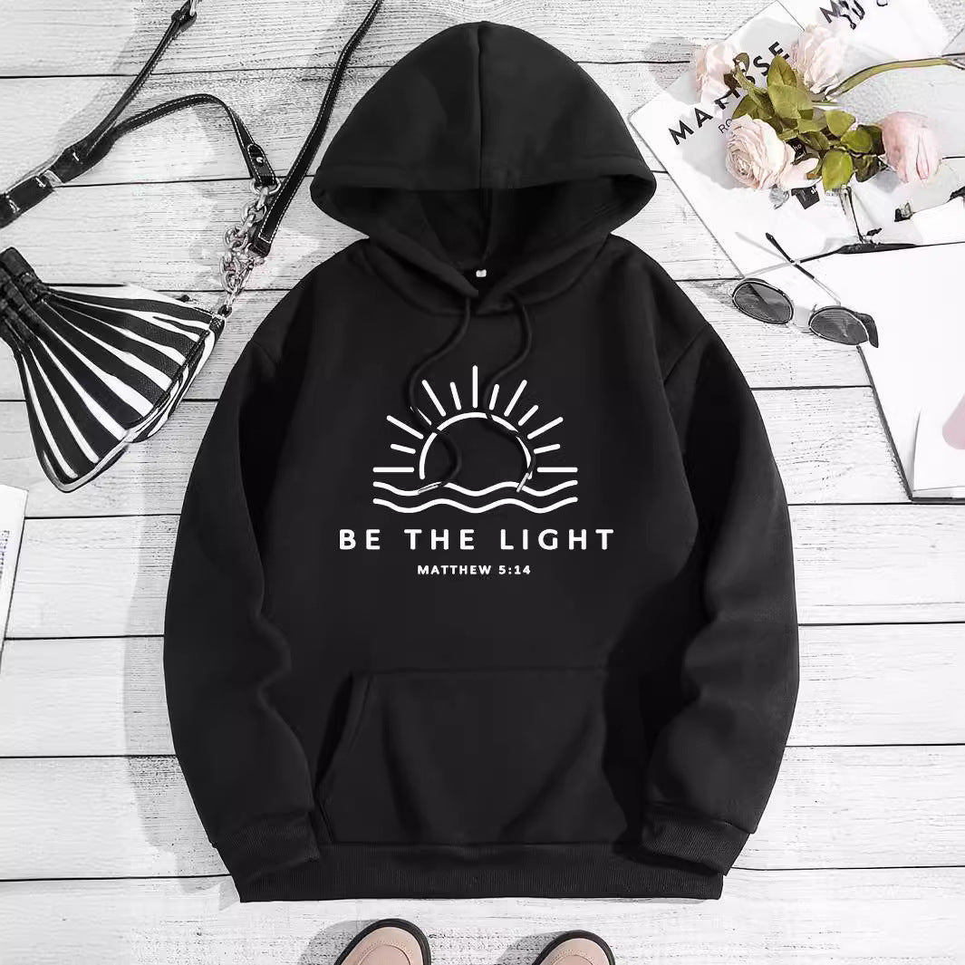 Hooded long sleeved hoodie loose top