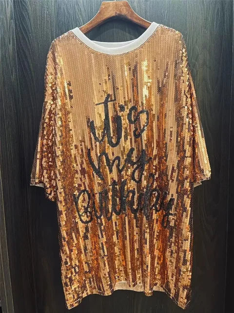 New Baseball Football Game Female Tops Sequin Women