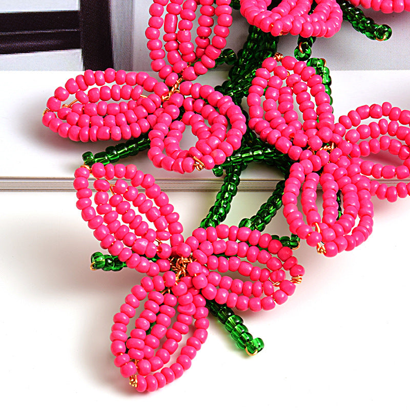 Fashion Earrings Flower Beaded Long Women's Accessories