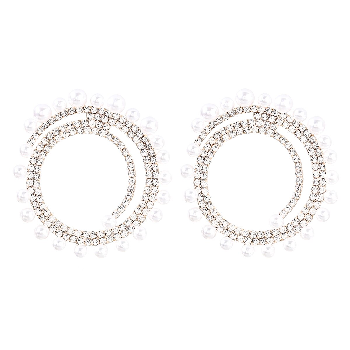 Popular Earrings Fashion Catwalk Irregular Pearl Oversized Round Diamond Earrings