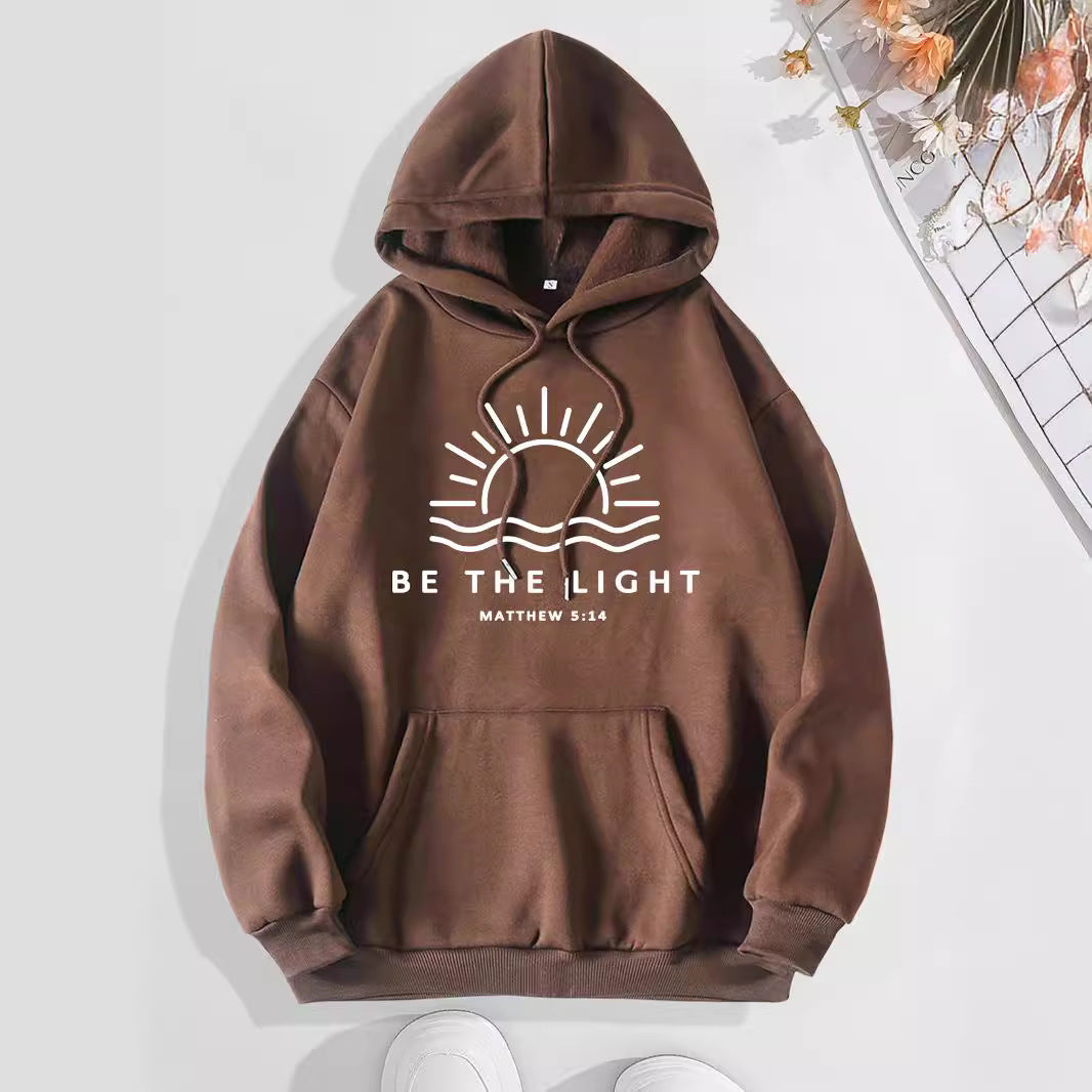 Hooded long sleeved hoodie loose top