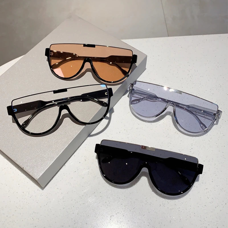Vintage Semi-round Sunglasses Women Fashion Monoblock Outdoor Goggle Shades