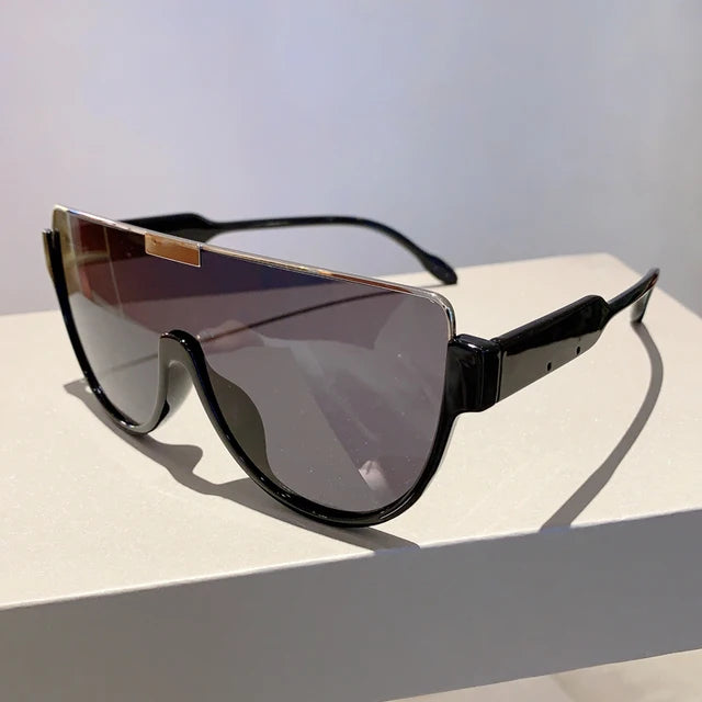 Vintage Semi-round Sunglasses Women Fashion Monoblock Outdoor Goggle Shades