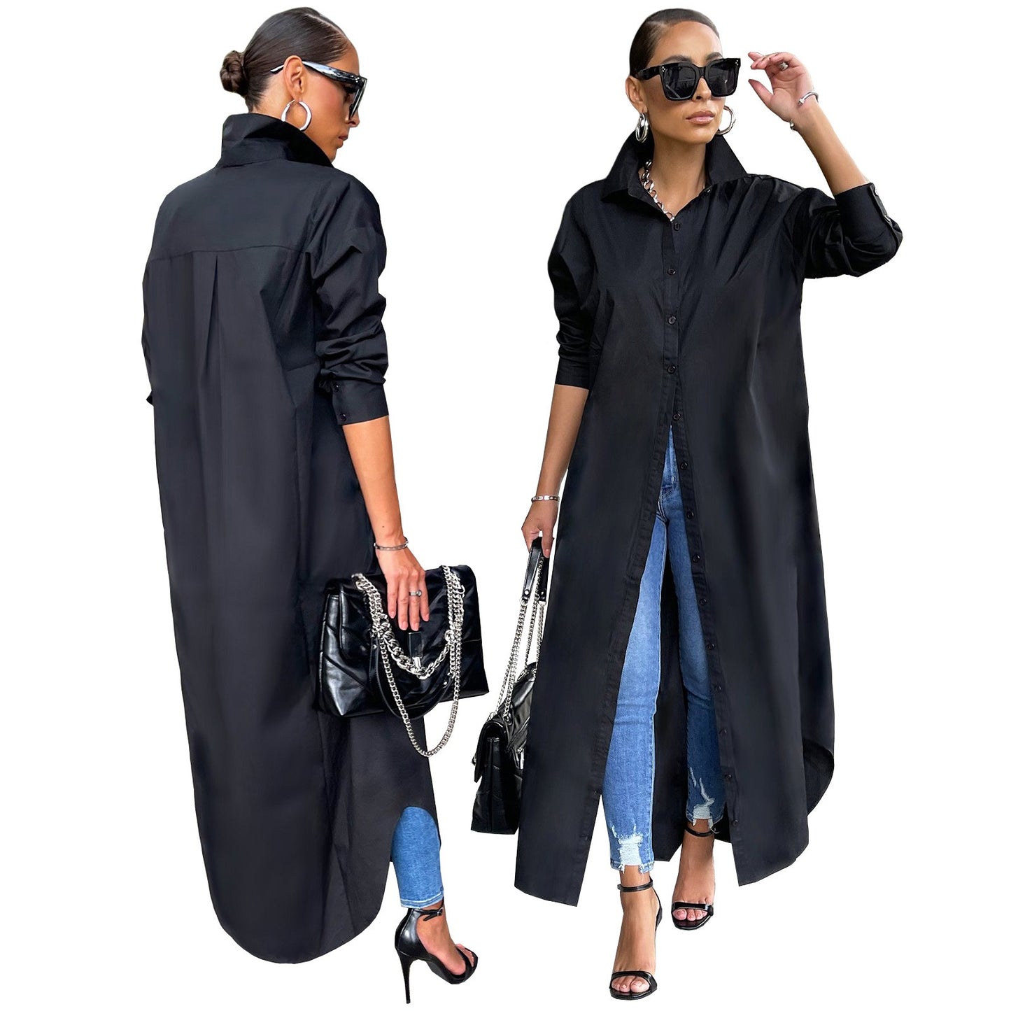 Casual Dresses Women Clothes Plus Size Fashion Girls' Skirt Bodycon Long Shirt Dress Women's Club Party Sexy Dresses