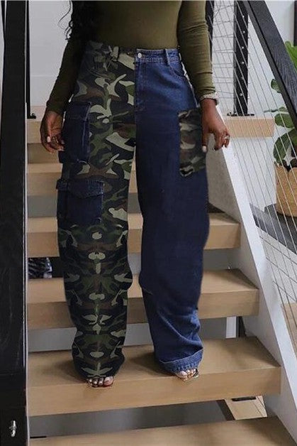 Camo Cargo Denim Jeans