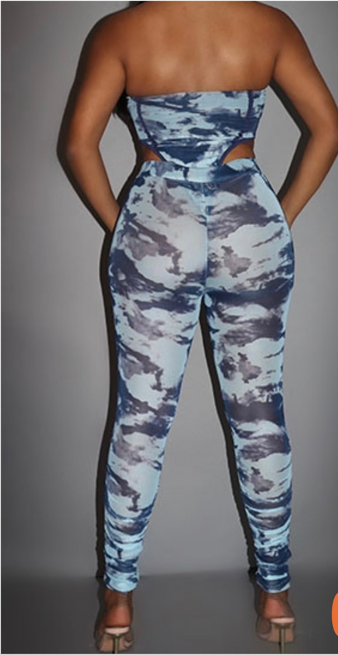 Blue Camouflage Mesh Bodysuit