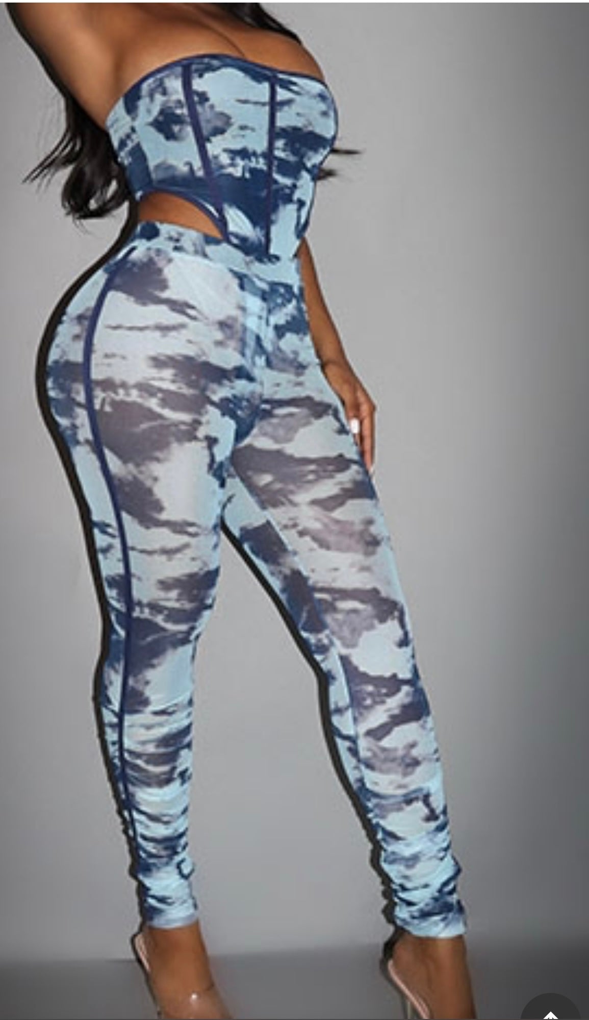 Blue Camouflage Mesh Bodysuit