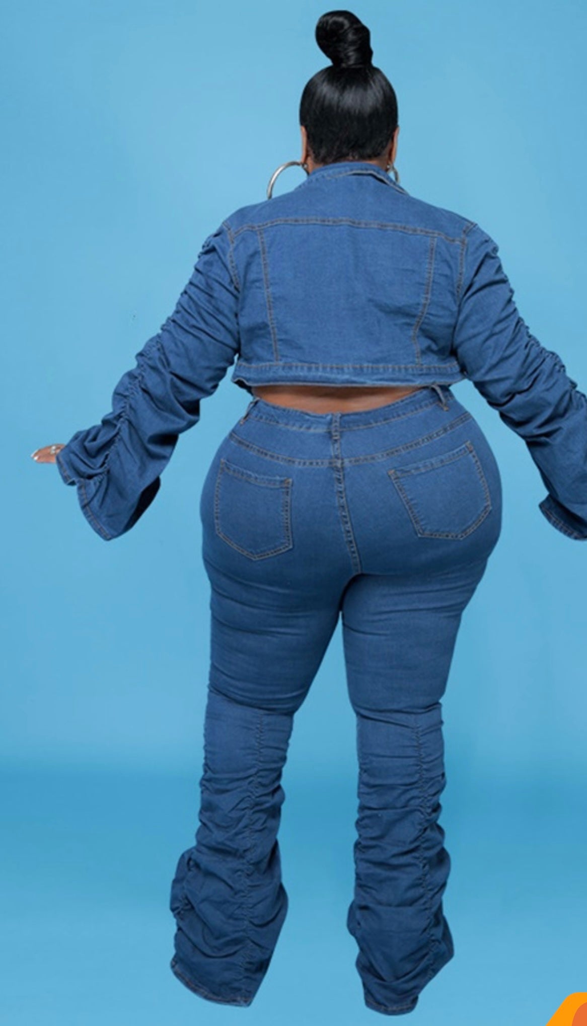 Ruched Jean 2Pc Denim Set